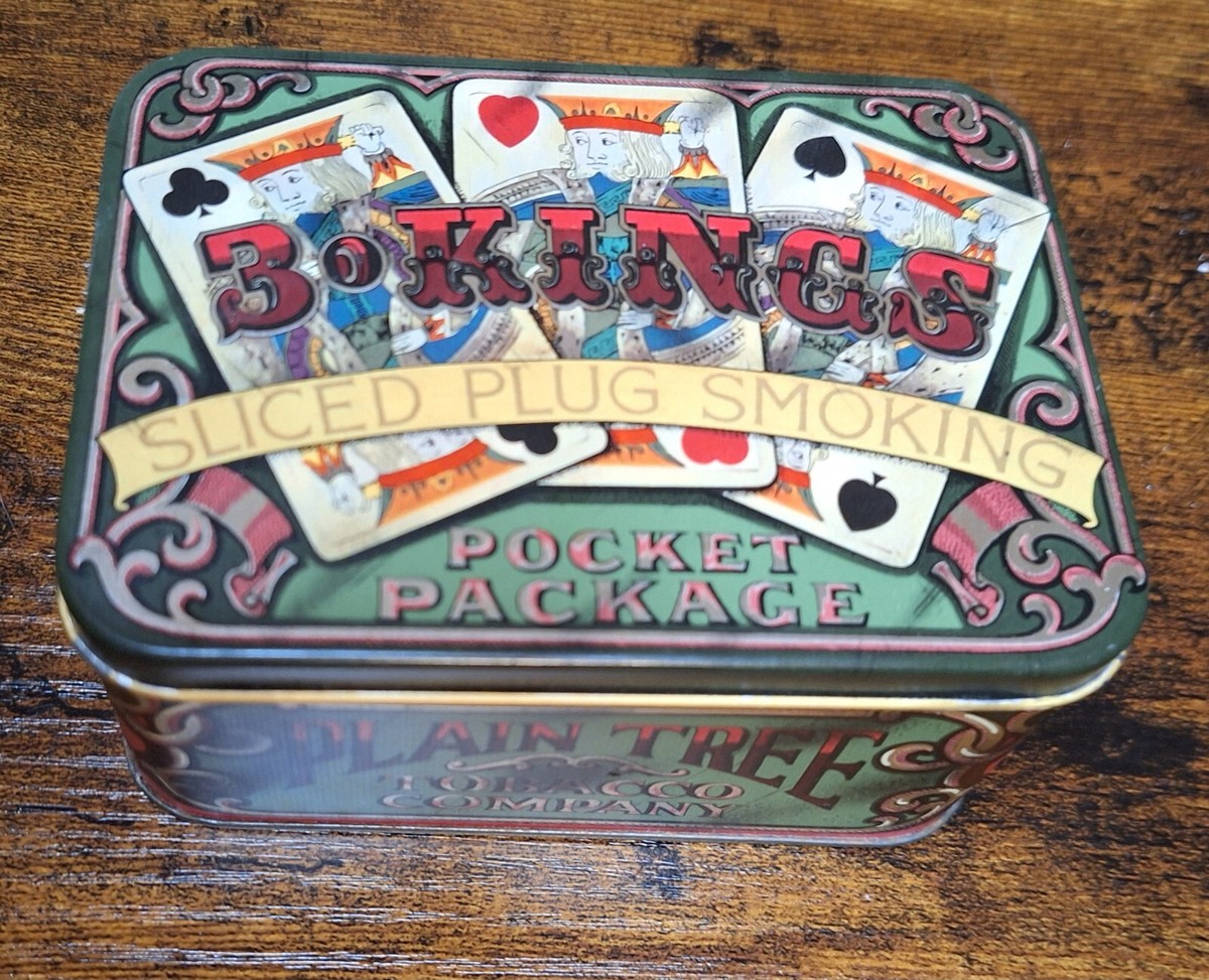 Plain Tree Tobacco Company 3 Kings Sliced Plug Smoking Pocket Package Tin