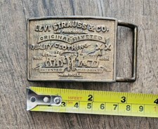 Levi Strauss & Co. Original Riveted Vintage Brass Belt Buckle Made In USA