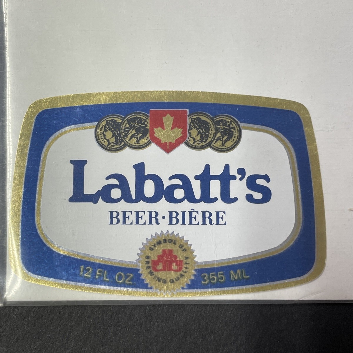 Vintage 1950s Labatt's Blue UNUSED Paper Foil Label French/English