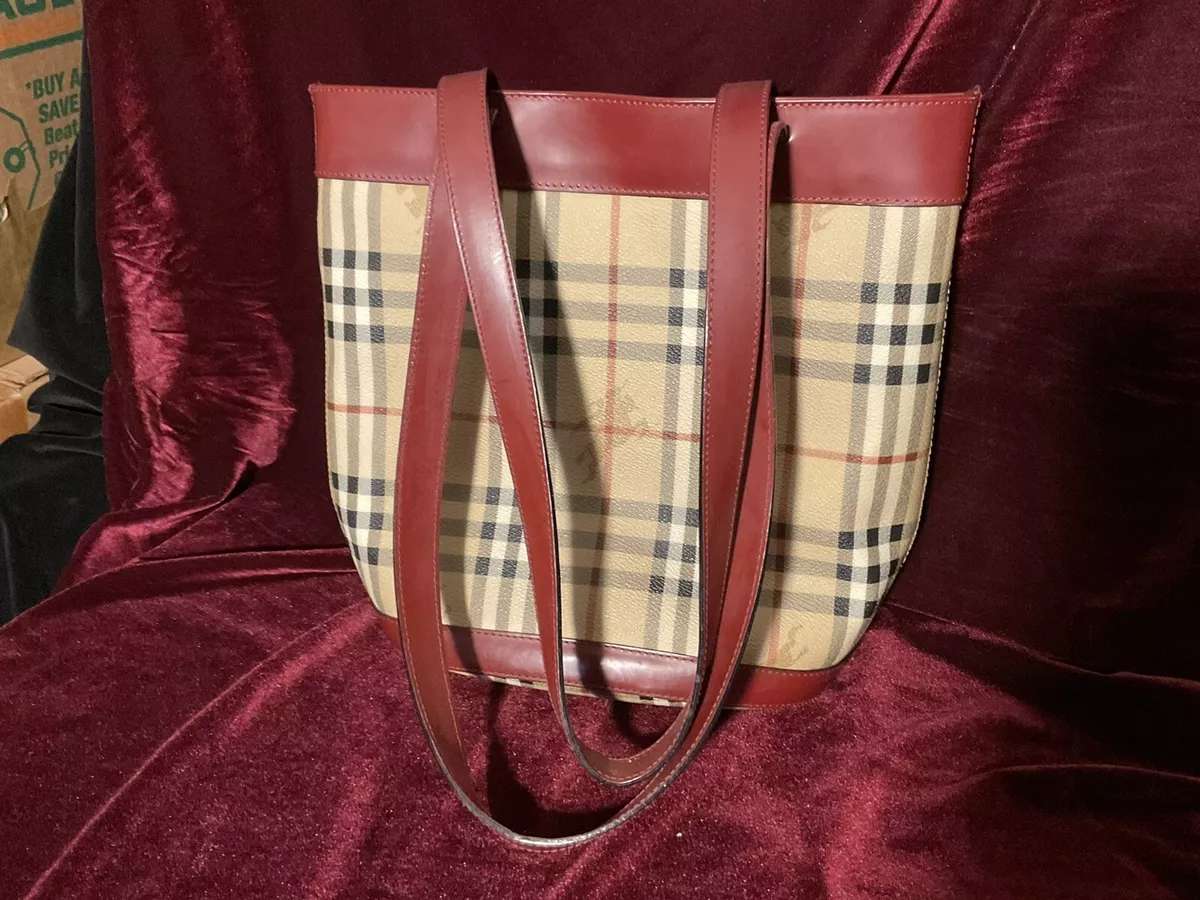 Burberry Hayward EUC Vintage Bucket Monogram Plaid Coated Canvas Leather  Trim | eBay