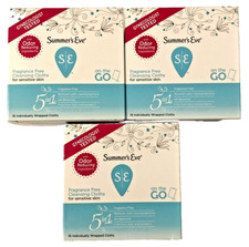 Summer's Eve Fragrance Free On the Go 5 in 1 Cleansing Cloths 16 Count Lot of 3