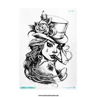 2 X Xl Frau Tattoo - Rose, Zylinder, Zigarre - Temporary Haut Tattoo - LC547 (2)