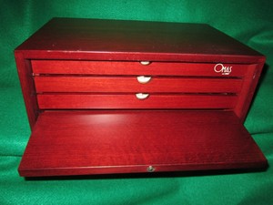Mahogany Cigar Box 3 Sliding Drawers 36 Capacity Omas Or Pen Tray