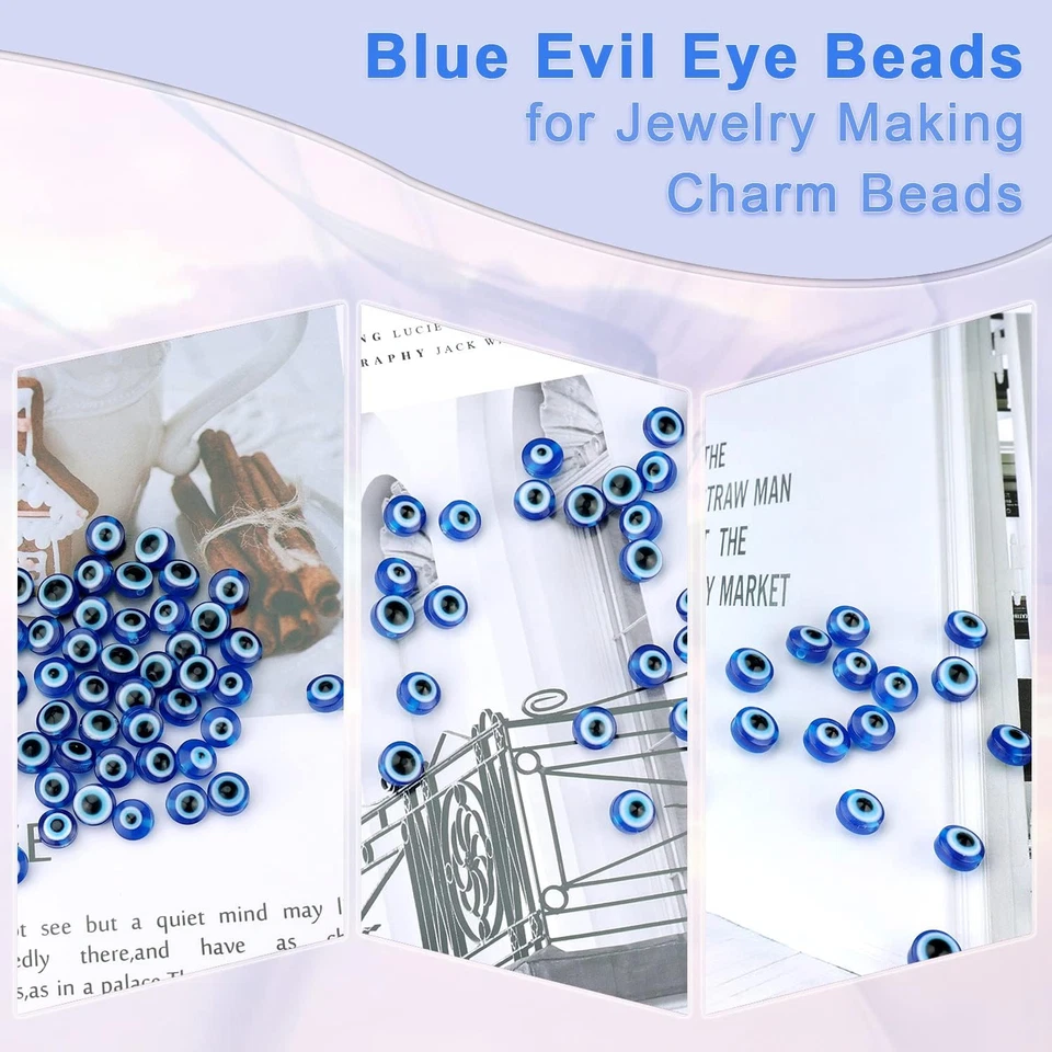 400Pcs Blue Evil Eye Beads for Jewelry Making 8Mm Evil Eye Charms for Bracelet - Image 4 of 4