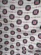 CHICAGO FIRE SOCCER  CLUB   MLS 100% COTTON  FABRIC WHITE MULTI SBTY X 60" W NEW