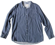 Weatherproof Vintage Men's Navy Blue Microcheck Button Down Shirt XL