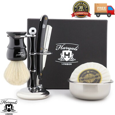 Herren Rasierpinsel Set Friseur Schnitt Hals Straight Rasierer und Bartpflege Werkzeuge