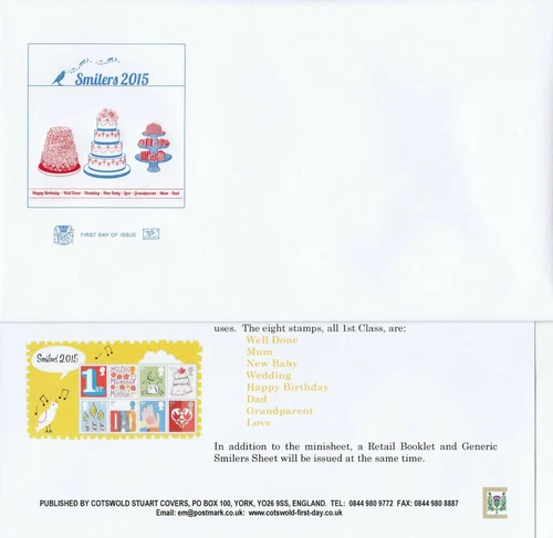 Smilers Blank Envelope (no stamps) GB Stuart FDC 2015 (64122)