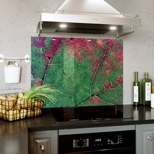 Glass Splashback Kitchen Tile Cooker Panel ANY SIZE Leaf Veins Structure 0513