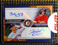 HENRY OWENS/BLAKE SWIHART - 2015 BOWMAN DUAL AUTOGRAPHS ORANGE #ED/25 