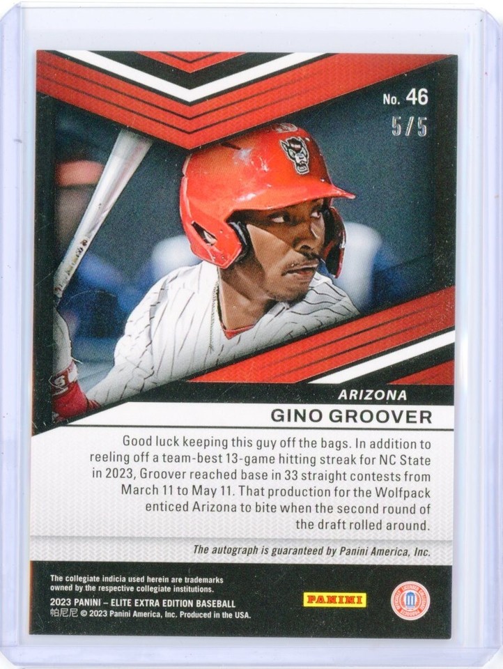 2023 Panini Elite Extra Edition GINO GROOVER FOTL Red AUTO RC Rookie 5/ ...