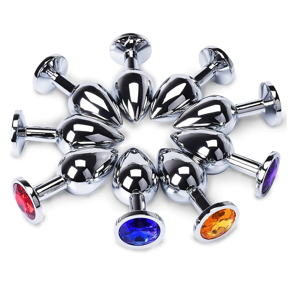 Juguete Sexual Anal Butt Plug Metal Joya Color Inoxidable S/M/L Set Consolador BDSM Regalo Foto 3 de 4