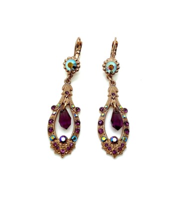 Earrings By Mariana Woman Gorgeous Dangling Amethyst Swarovski Crystals