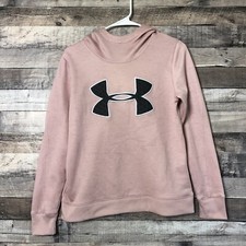 Under Armour Women's X-Small Pullover Hoodie Cold Gear Loose Fit Pink Logo