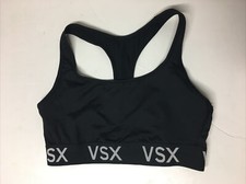 VICTORIA'S SECRET VSX MEDIUM BLACK LOGO BAND PLAYER RACERBACK SPORTS BRA GYM