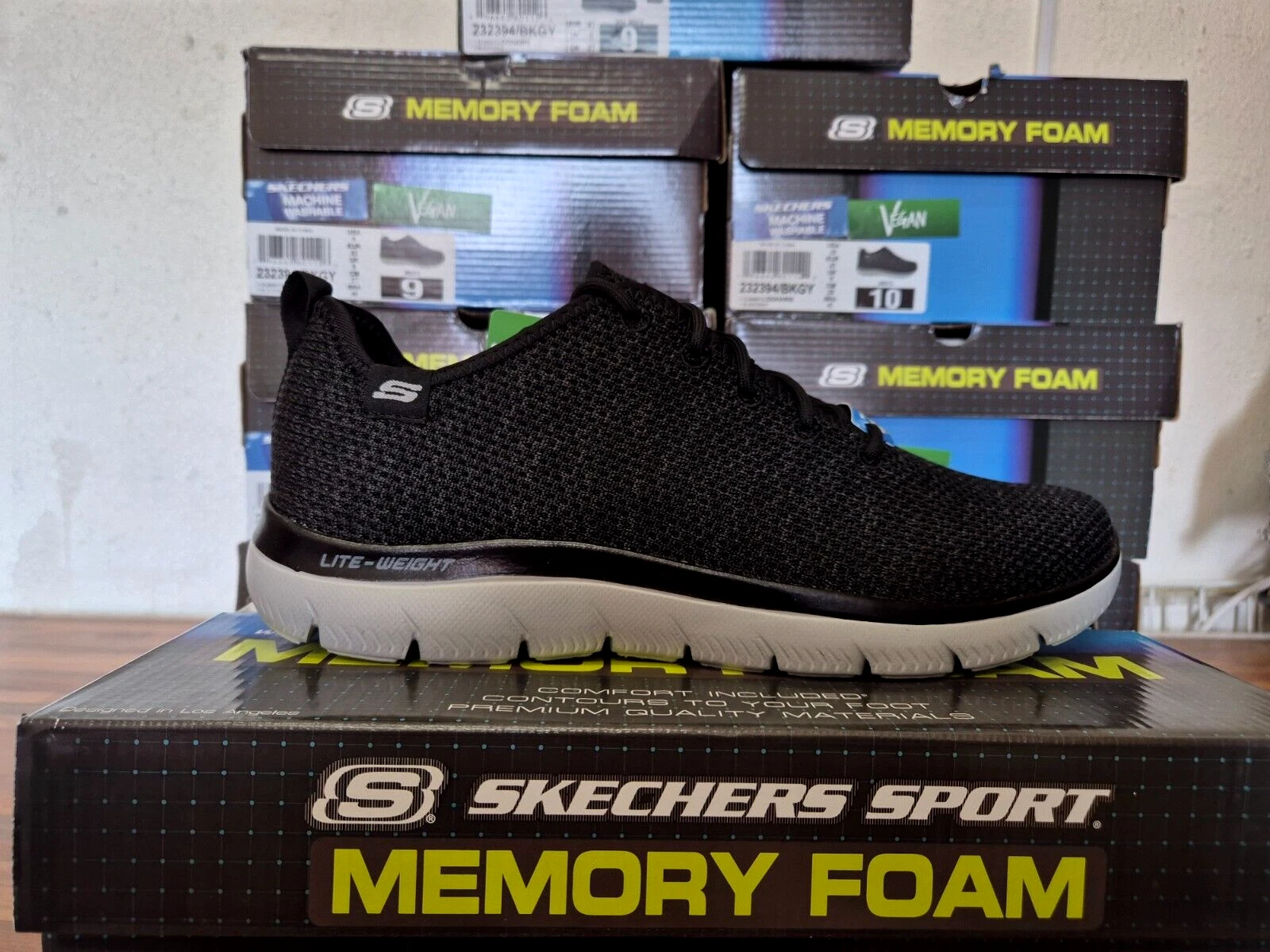 SKECHERS MENS SHOES BLACK WALKING MEMORY FOAM GYM SOFT WALK SKETCHER TRAINER 8 9
Opens in a new wind