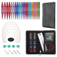 Short Interchangeable Knitting Needles Set, 2-Inch Metal Circular Knitting Ne...