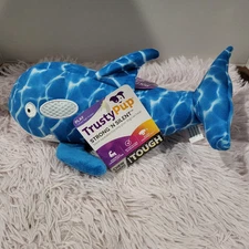 Trustypup Strong & Silent Swimmer Silent Squeaker Dog Toy Quiet Durable Blue