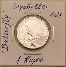Seychelles coin, 1 Rupee, 2021   Butterfly   UNC