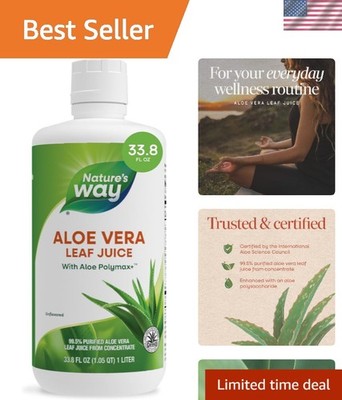 Certified Nature's Way Aloe Vera Leaf Juice, 33.8 Fl Oz - Daily Wellness Boost