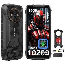 Smartphone Resistente Desbloqueado 4G Negro 16GB RAM 256GB Almacenamiento 6.56 Pulgadas 120Hz 16 GB