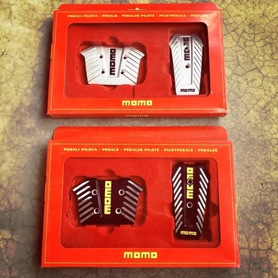 Momo Aluminum Non Slip Auto 2 Color Black and Silver Pedal Cover - Pads Only