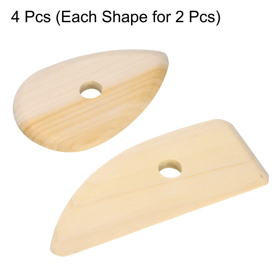 4pcs Pottery Ribs 10.3cm x 6.6cm 12cm x 5cm Wooden Clay Ceramic Sculpting Tools Foto 3 de 4