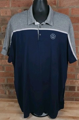 ADIDAS Polo Shirt Mens 3XL Volkswagen Logo Color Block Gray Blue Workwear