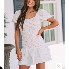 Storia Smocked Mini Floral Dress