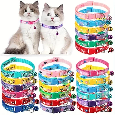 CA&T 6 Adjustable Cute Cat Collar Camouflage Bell Camo Cat Pet Puppy Snap Buckle UK