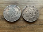 US Morgan Silver Dollars 2 coins circulated details Pre 1904 Lot AUC41
