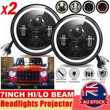 Pair 7'' LED Headlights Hi/Lo Beam DRL Projector For JEEP Wrangler JK GQ PATROL