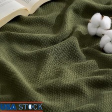 Fine Herringbone Cotton Weave Blanket Breathable Lightweight Soft Warm Gift New