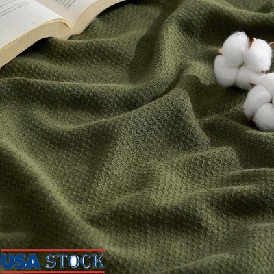 Fine Herringbone Cotton Weave Blanket Breathable Lightweight Soft Warm Gift New