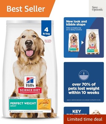 Adult Perfect Weight Dry Dog Food, Chicken & Brown Rice, 4 lb. Bag