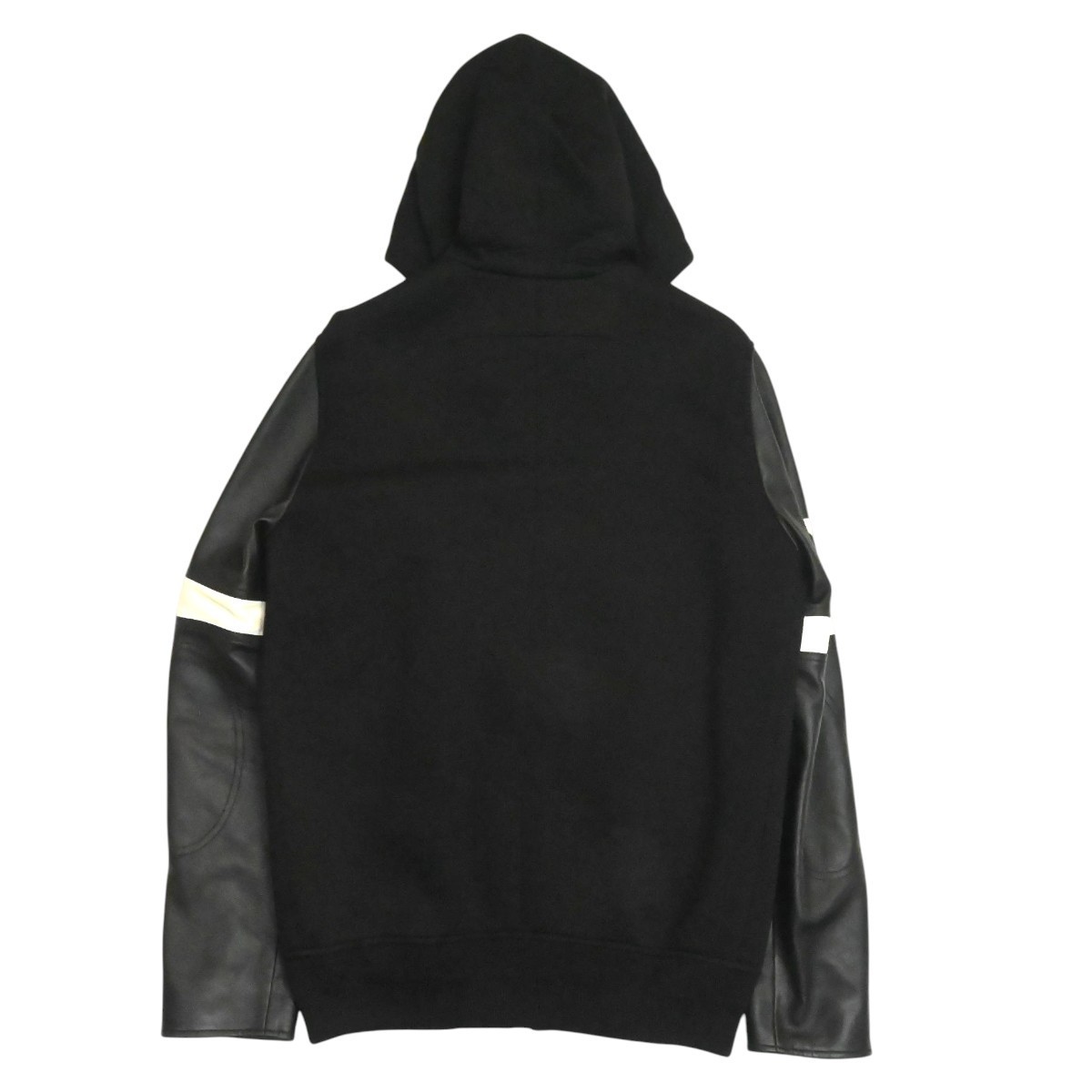 GIVENCHY Star Patch Lamb Leather/Rayon Zip Hoodie 50 Black/White
