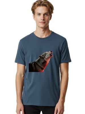 Howling-Wolf-4 Mens Graphic Tee, 100% Cotton, Casual Summer Wear