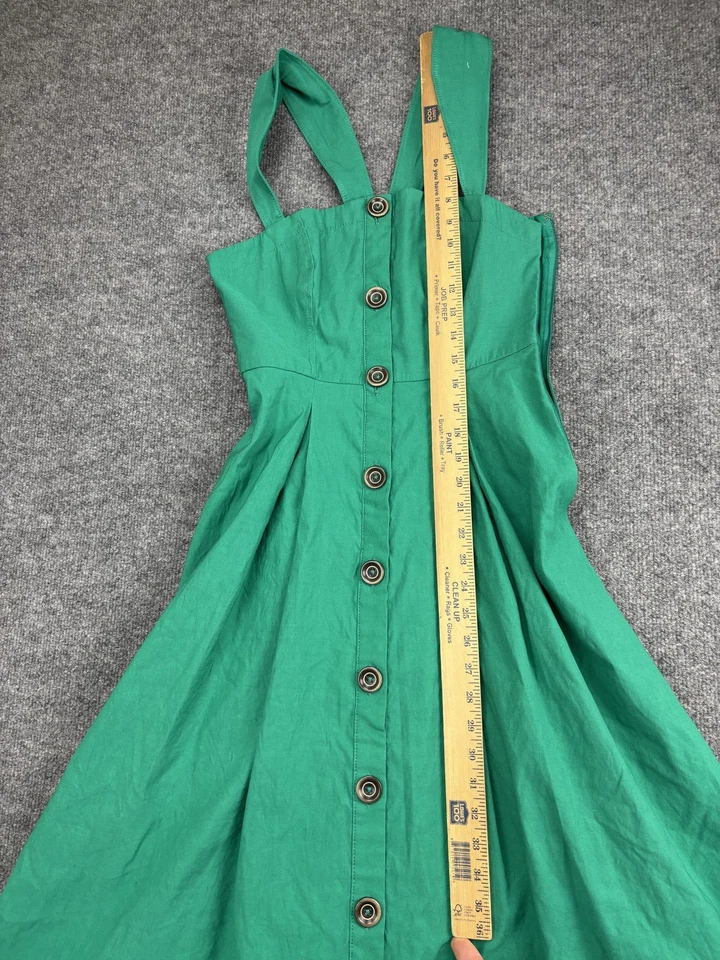 Maeve by Anthropologie Dress Womens 2 Green Linen Button Front Midi Sundress - Image 3 of 4