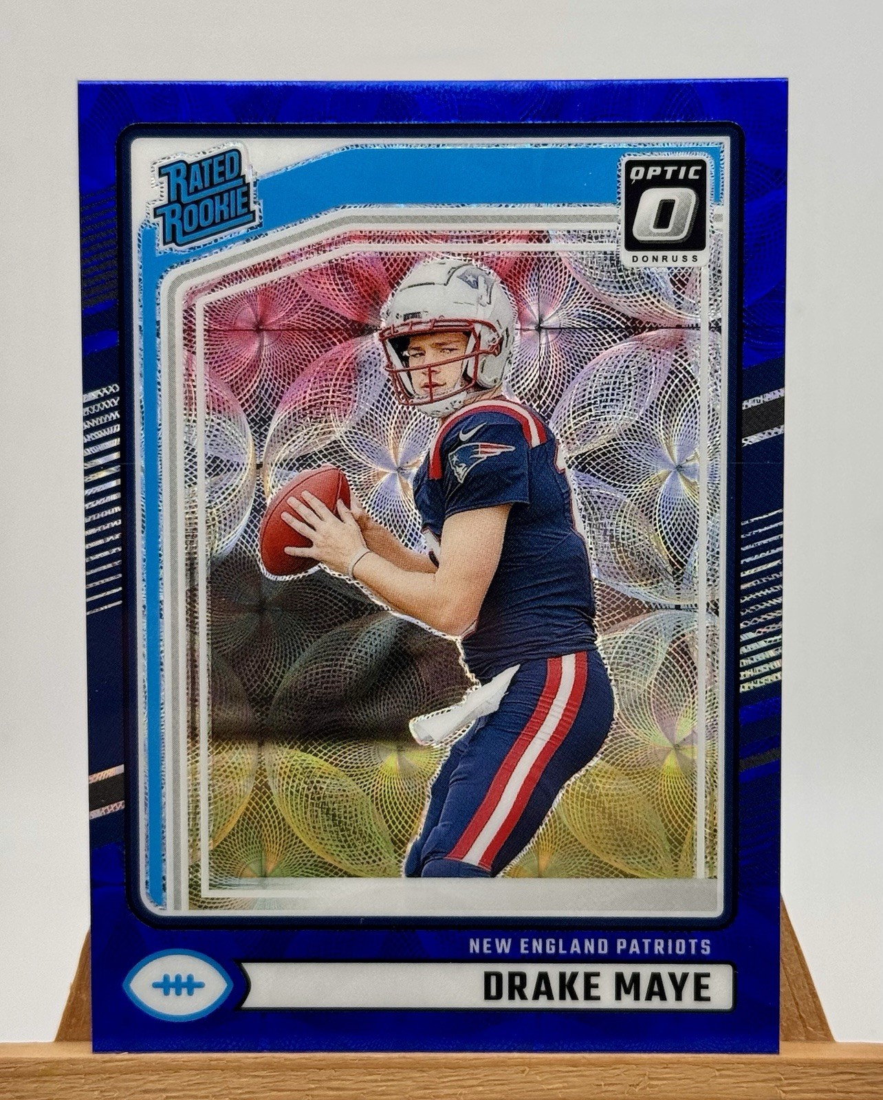 2024 Panini Donruss Rated Rookie Drake Maye #379 Optic Preview Blue Scope Prizm