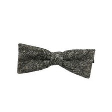 Japan-made Cotton Wool Tweed Bow Tie, Black/White