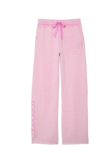 PINK x LoveShackFancy Wide-Leg Sweatpants, Pink Lollipop, Size Small Short - Picture 6 of 7