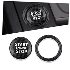 Car Push Start Button Cover Compatible with Audi,Cool Carbon Fiber Black