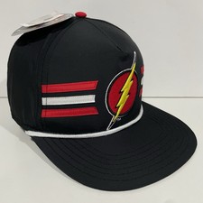 The Flash DC Comics Hat Cap Snapback Adjustable NWT New Black Stripes One Size