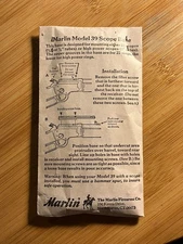 VINTAGE MARLIN MODEL 39 SCOPE BASE for MARLIN 39 .22 CAL. RIFLES RARE!