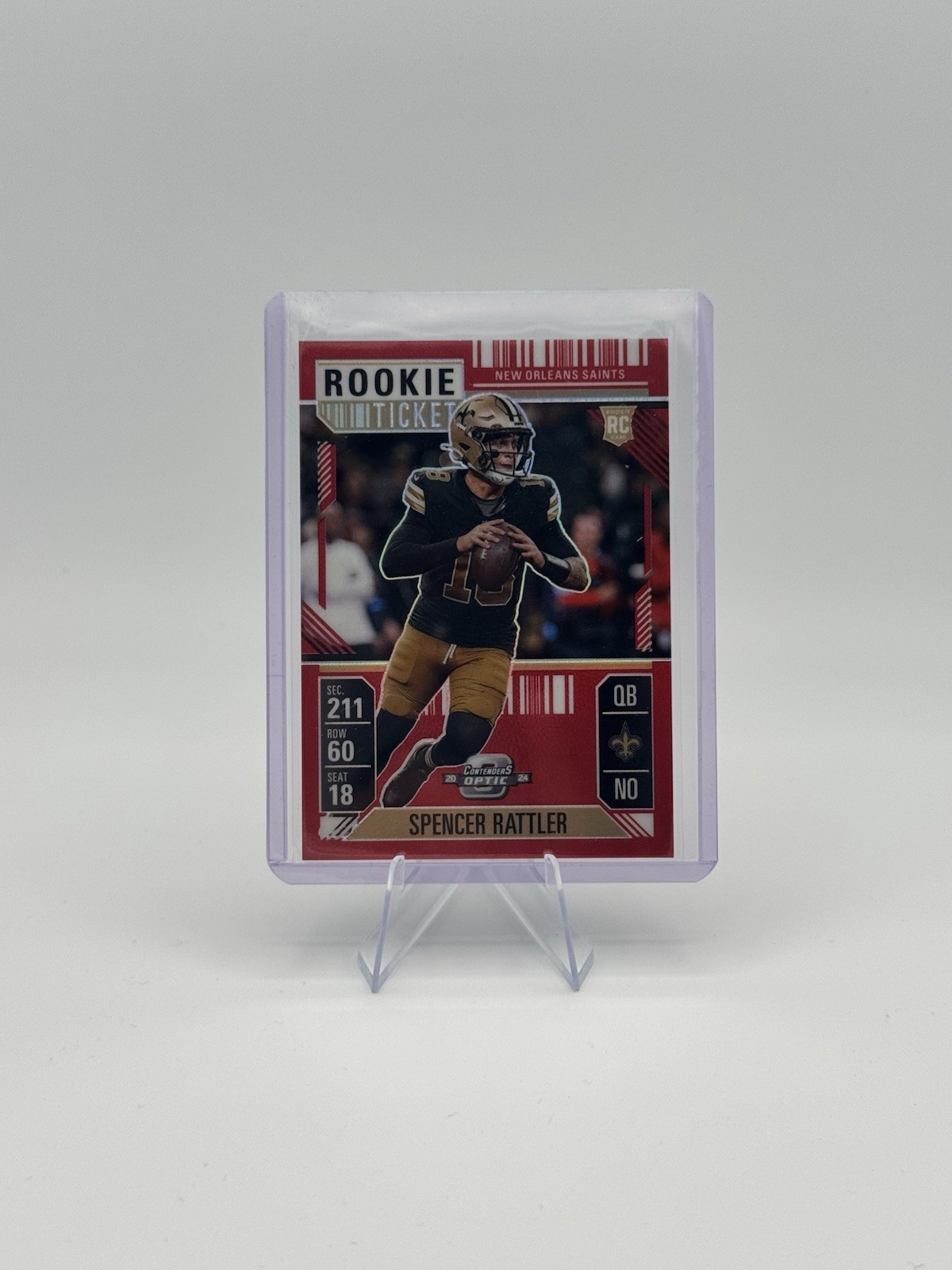 2024 Panini Contenders Optic - Rookie Ticket Spencer Rattler #95 Red Prizm /199