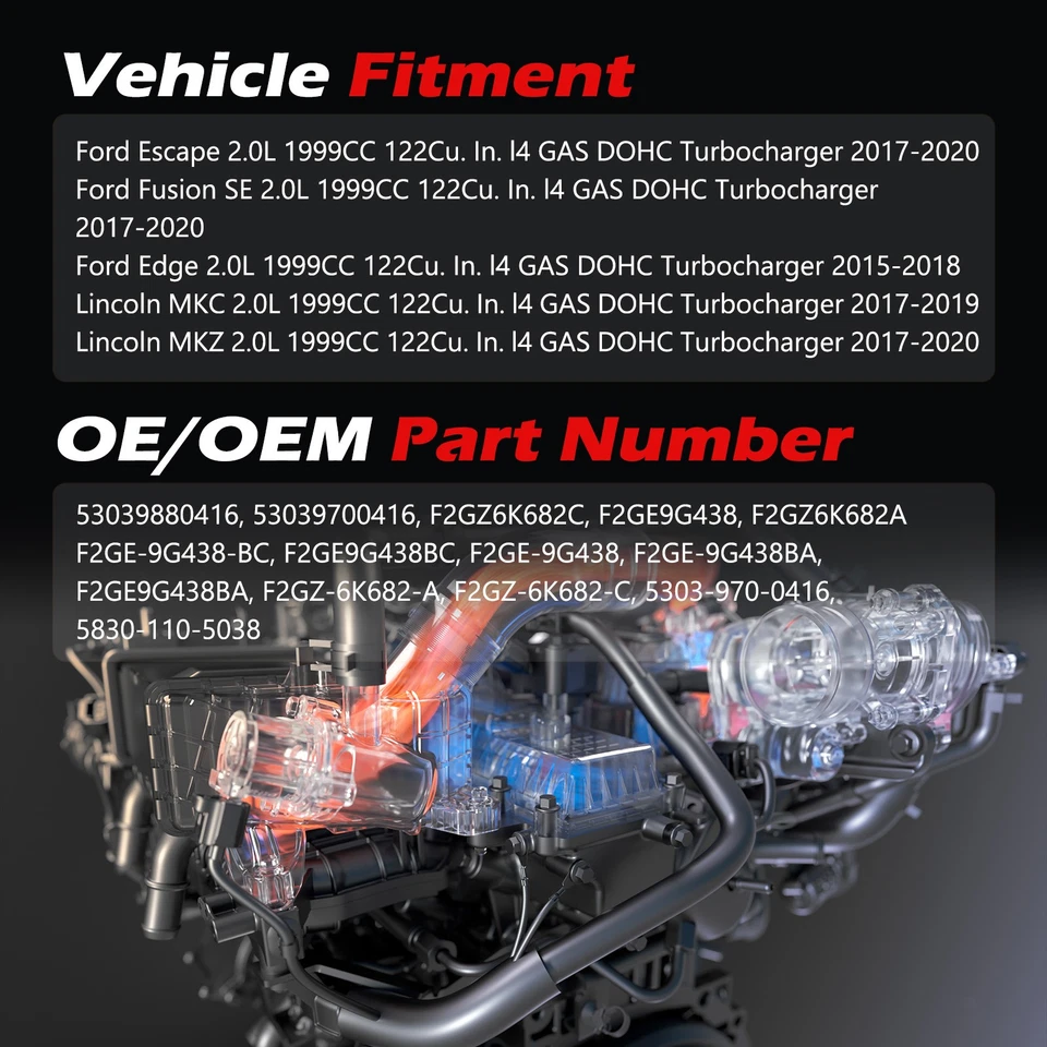 Turbo F2GE-9G438-BC For 2017-2020 Ford Escape Fusion Edge Lincoln MKC MKZ 2.0L Foto 2 de 4