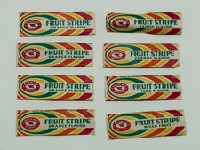 Vintage Beech-Nut Fruit Stripe Gum Paper Wrapper, Lot of 8, different flavors