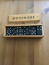 Vintage Wooden Dominos Set - 28 Pieces - Hand Painted - In Good Condition