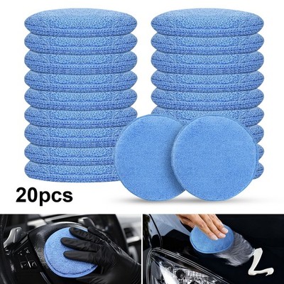 20× 5'' Microfiber Wax Applicator Pads Car Detailing Foam Sponge Polish Pad Blue