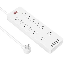 Power Strip, HITRENDS Surge Protector with 12 Outlets and 4 USB Ports (5V/2.4...